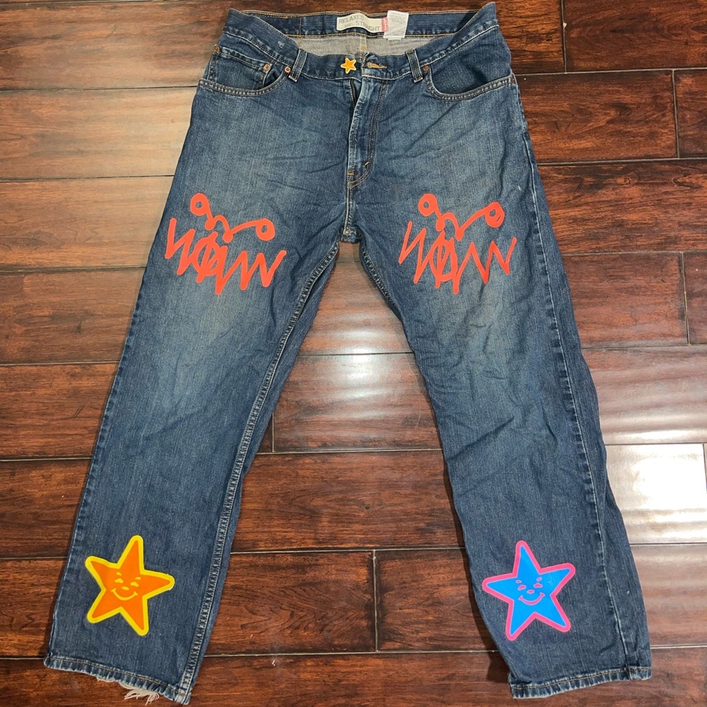 2021 Asspizza puff print Jeans
